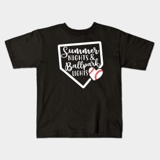 Summer Nights Ballpark Lights Baseball Kids T-Shirt